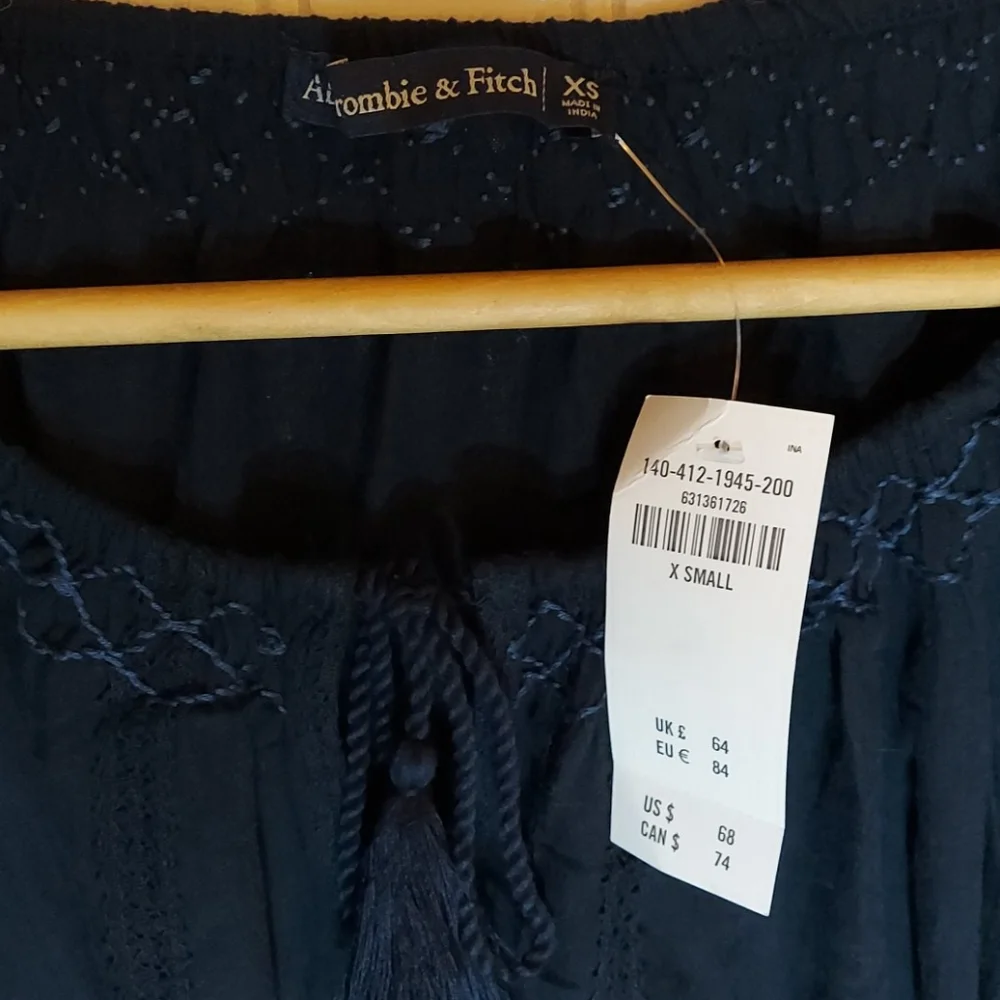 Abercrombie & Fitch navy blue blouse sz XS - Picture 4 of 10